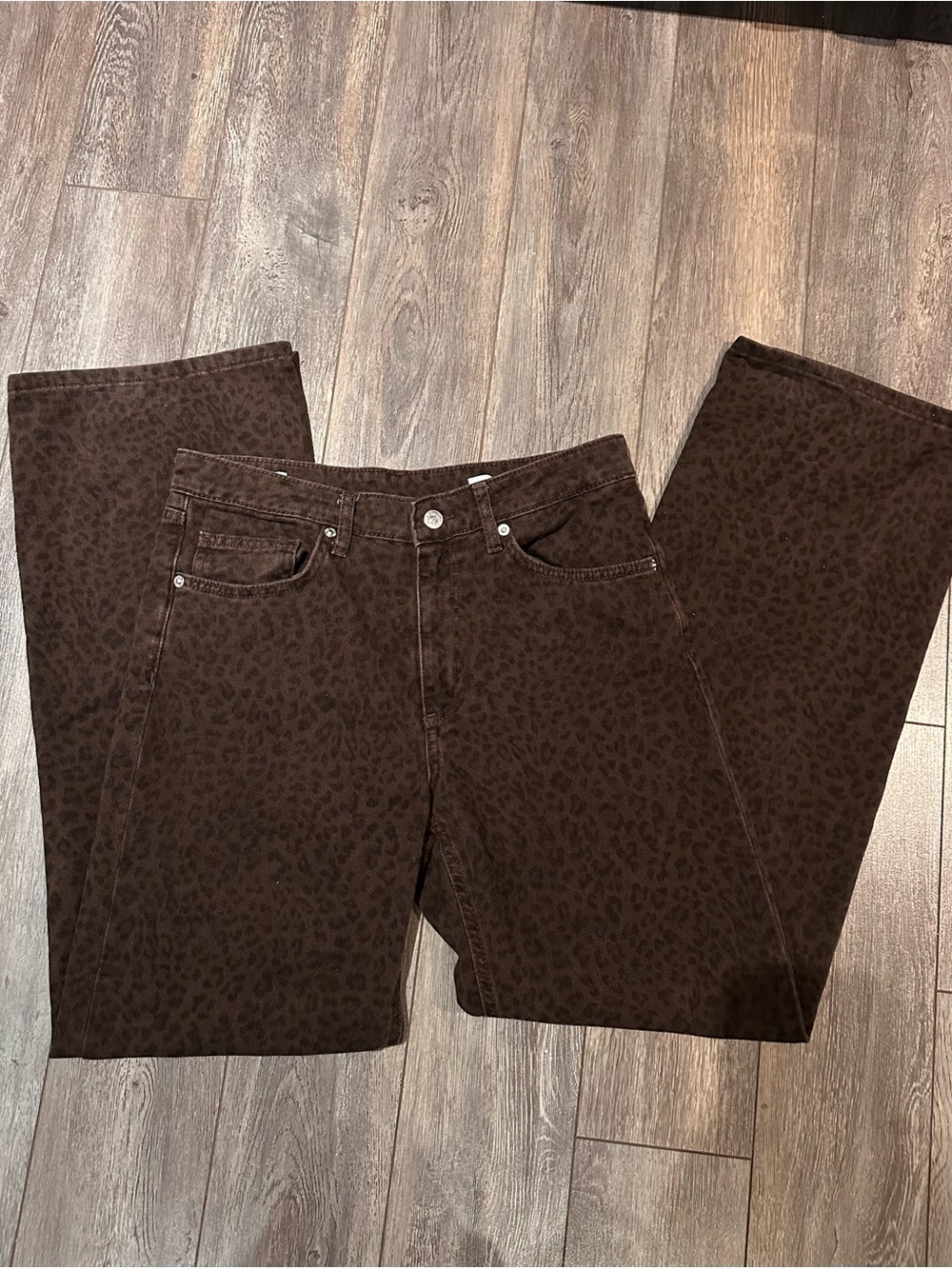Zara Brown Leopard-Print Jeans